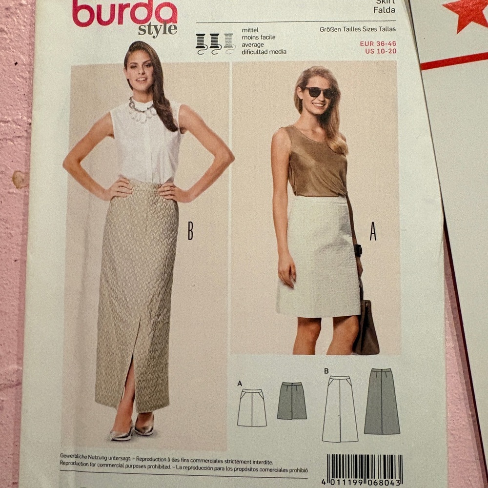 BN UNCUT BURDA 6804 MISSES FORMAL TWO LENGTHS BUSINESS SKIRT SEWING PATTERN
